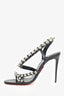 Christian Louboutin Black Spikita Strap 100 Heeled Sandals Size 37.5