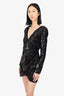 Ronny Kobo Black Sequin V-Neck Long-Sleeve Dress Size M