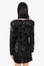 Ronny Kobo Black Sequin V-Neck Long-Sleeve Dress Size M