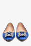 Manolo Blahnik Blue Satin Hangisi Flats Size 37.5 (As Is)