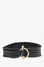 Gucci Black Leather Bamboo Accent Wide Waist Belt