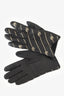 Gucci Black Lambskin Leather Striped GG Gloves Size L