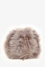 Theory Taupe Lamb Shearling Micro Bucket Bag