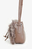 Theory Taupe Lamb Shearling Micro Bucket Bag