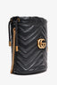 Gucci Black Leather Marmont Drawstring Mini Bucket Bag