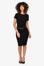 Gucci Black Wool Belted Shift Dress Size M