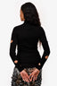 Prada Black Knit Cutout Turtleneck with White Logo Size 42