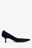 Manolo Blahnik Vintage Navy Suede Kitten Heels Size 37