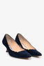 Manolo Blahnik Vintage Navy Suede Kitten Heels Size 37