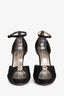 Salvatore Ferragamo Black Satin Peep Toe Heels Est. Size 39