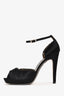 Salvatore Ferragamo Black Satin Peep Toe Heels Est. Size 39