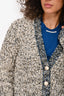 Pre-Loved Chanel™ Egyptian Collection Cream/Blue/Gold Tweed Knit Cardigan Size 36