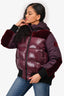 Moncler Burgundy Velvet/Nylon Down 'Elanion' Jacket Size 2