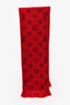 Louis Vuitton Red Wool/Silk Logomania Scarf