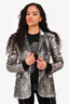 Alberta Ferretti Spring 2019 Limited Edition Silver All Over Embellished Detailed Blazer Size 4