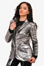 Alberta Ferretti Spring 2019 Limited Edition Silver All Over Embellished Detailed Blazer Size 4