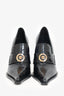 Versace Black Patent Leather Croc Embossed 'Alia 115mm' Leather Pointed Heels Size 39