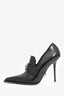 Versace Black Patent Leather Croc Embossed 'Alia 115mm' Leather Pointed Heels Size 39