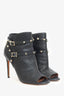 Valentino Black Leather Open Toe Rocktud Boots Size 38