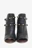 Valentino Black Leather Open Toe Rocktud Boots Size 38