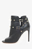 Valentino Black Leather Open Toe Rocktud Boots Size 38