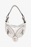 Versace White Leather Zip Detail Mini Hobo Bag With Strap