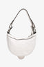 Versace White Leather Zip Detail Mini Hobo Bag With Strap