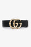 Gucci Black Leather Pearl GG Marmont Belt Size 95