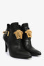 Versace Black Leather/Gold Medusa Heeled Booties Size 38.5