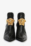 Versace Black Leather/Gold Medusa Heeled Booties Size 38.5