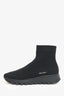 Prada Black Knit Fabric Logo Sock Runner High Top Sneaker Size 39