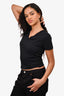 MM6 Black Cotton V-Neck T-Shirt Size S