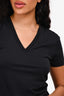 MM6 Black Cotton V-Neck T-Shirt Size S