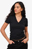 MM6 Black Cotton V-Neck T-Shirt Size S