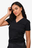 MM6 Black Cotton V-Neck T-Shirt Size M