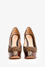 Fendi Brown Canvas/Leather FF Zucca Monogram Platform Heels Size 37