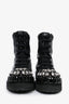 Rochas Black Crystal Embellished Combat Boots Size 39