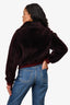 Yves Solomon Burgundy Lamb Fur Zip-Up Jacket Size 42