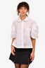 Simone Rocha White Cotton Poplin Button-Up Top With Pearl Collar Size 8 UK