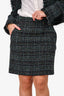 Akris Punto Black/Green Tweed Jacket Size 6 + Skirt Size 4 Set