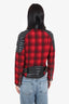 Moose Knuckles Red/Black Wool/Leather Plaid Biker Jacket Size S