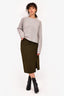 Sandro Green Wool Button Front Midi Skirt Size 3