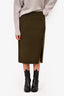 Sandro Green Wool Button Front Midi Skirt Size 3