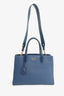 Prada Navy Saffiano Leather Bibliothèque Handle Bag with Strap