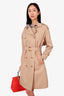 Maje Beige Leather Patches Trench Coat Size 0