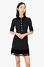 Gucci Black GG Pearl Logo Button Lace Detailed Dress Size 36