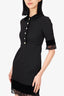 Gucci Black GG Pearl Logo Button Lace Detailed Dress Size 36