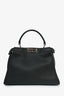 Fendi Black Grained Leather Medium Peekaboo Top Handle with Strap