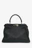 Fendi Black Grained Leather Medium Peekaboo Top Handle with Strap