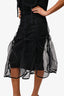 Annette Gortz Black Midi Skirt With Mesh Overlay and Drawstring Detail Est. Size L